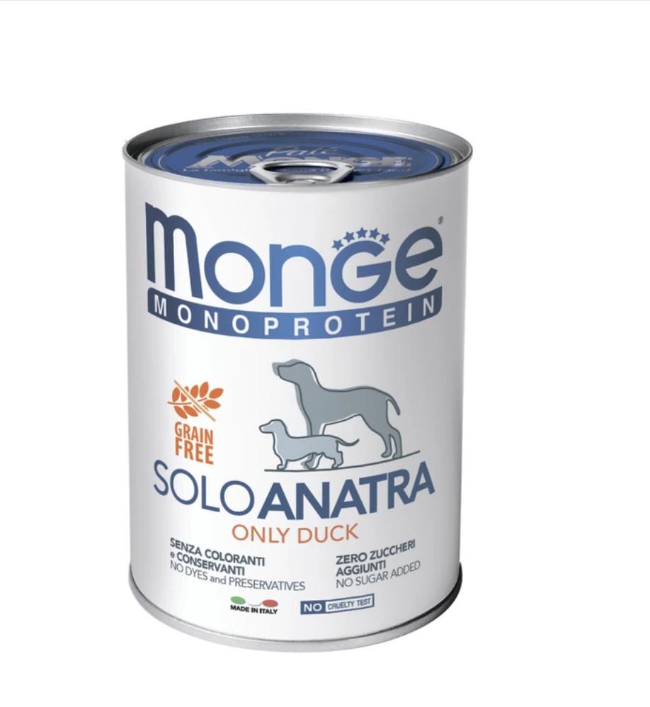 Влажный корм Monge Dog Monoprotein для собак, паштет из утки, консервы 400 г