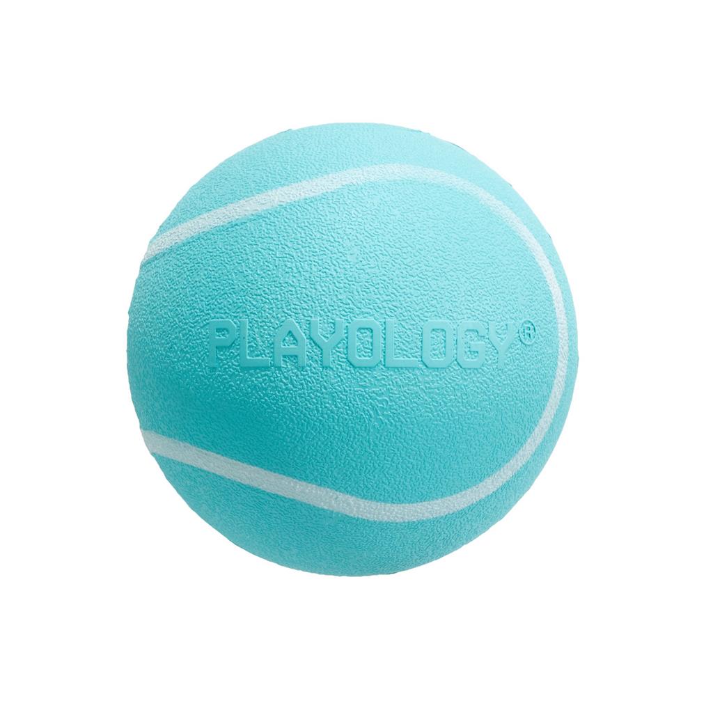 Playology жевательный мяч SQUEAKY CHEW BALL 8 см для собак средних и крупных пород с пищалкой и с ароматом арахиса, цвет голубой