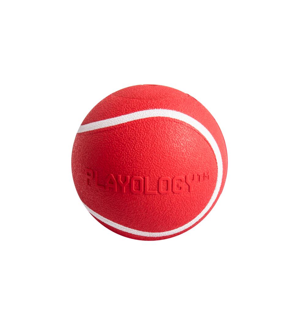 Playology жевательный мяч SQUEAKY CHEW BALL 8 см для собак средних и крупных пород с пищалкой и с ароматом говядины, цвет красный