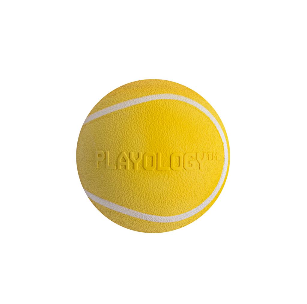Playology жевательный мяч SQUEAKY CHEW BALL 6 см для собак мелких и средних пород с пищалкой и с ароматом курицы, цвет желтый