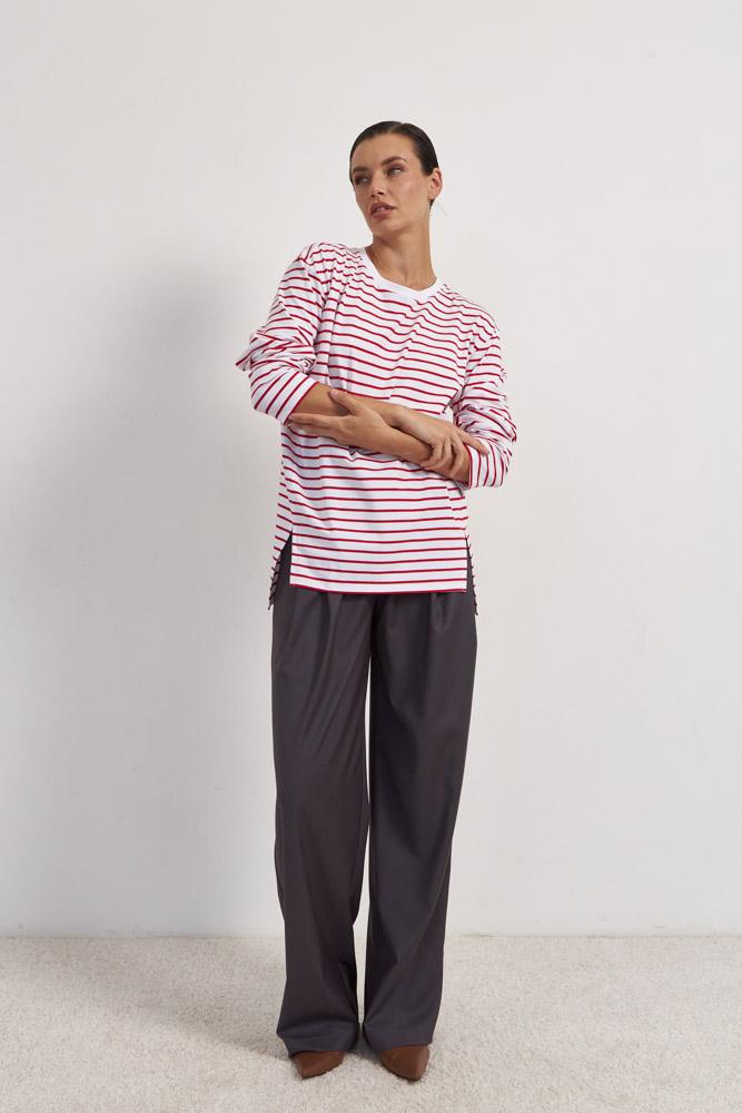 Тельняшка с разрезами SALT / красно-белый