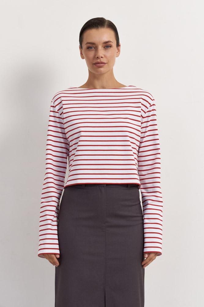 Тельняшка укороченная / красно-белый