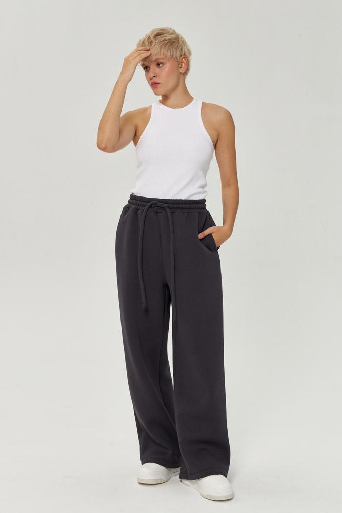 Брюки с кулиской / графит (с начёсом)