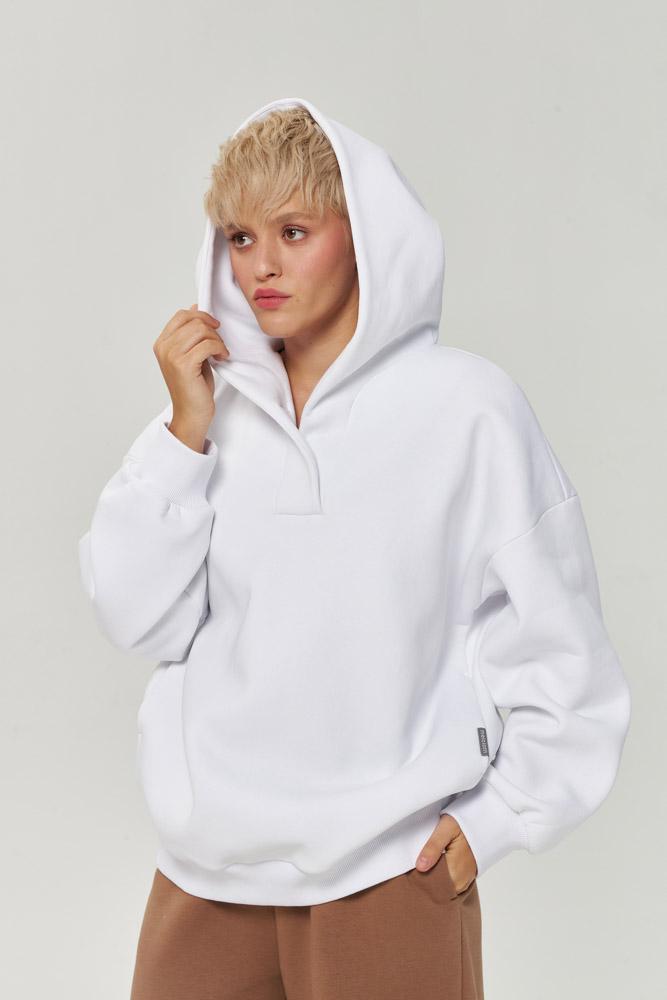 Толстовка с капюшоном на застёжке / белый (с начёсом)