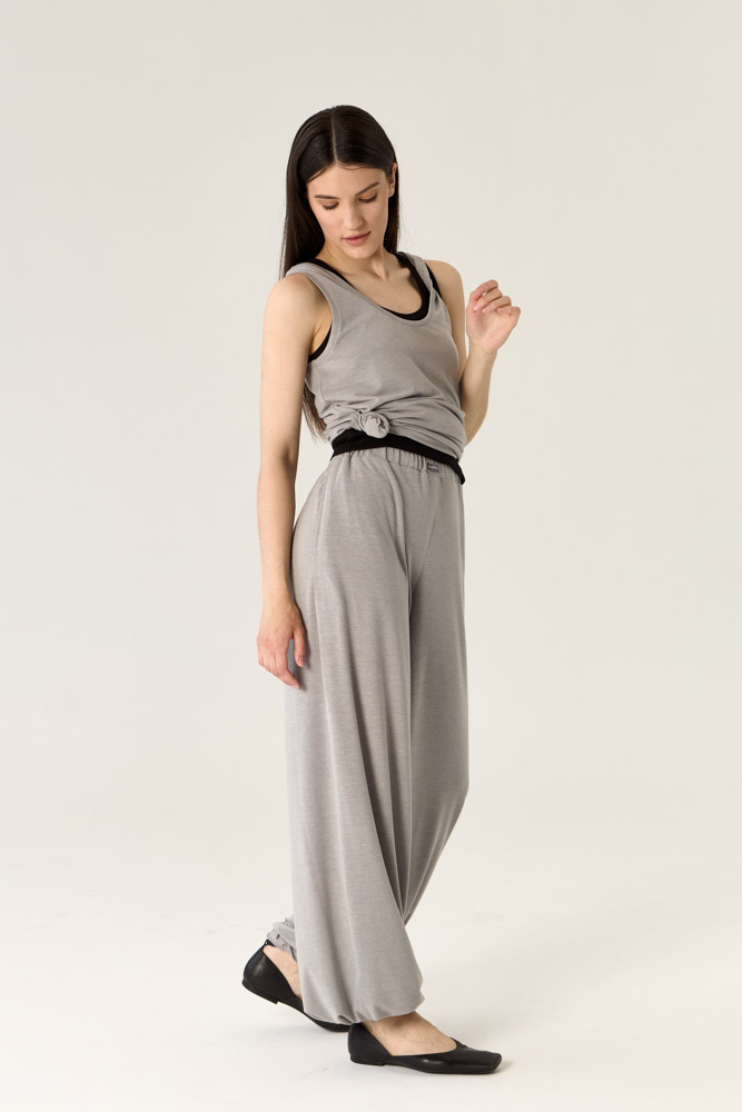 Брюки с кулиской из вискозы / серый меланж