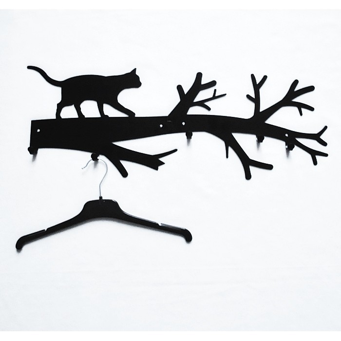 Вешалка "Черная кошка на толстой ветке"