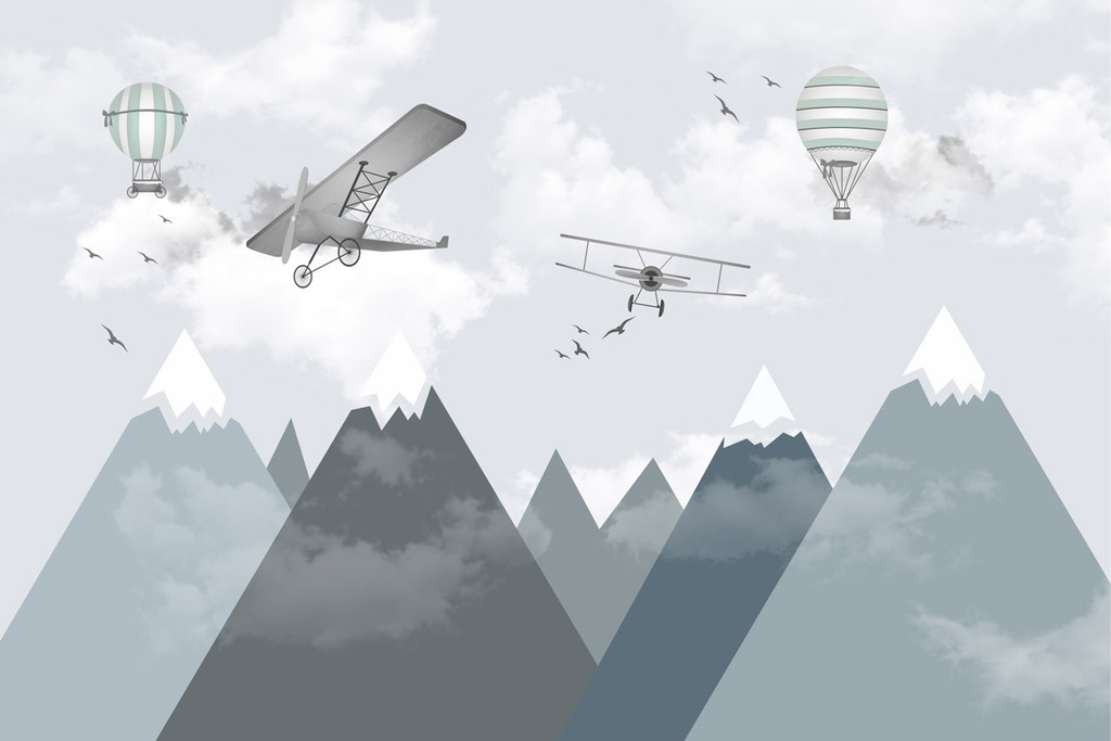 Обои "Скандинавские горы и самолеты 3"