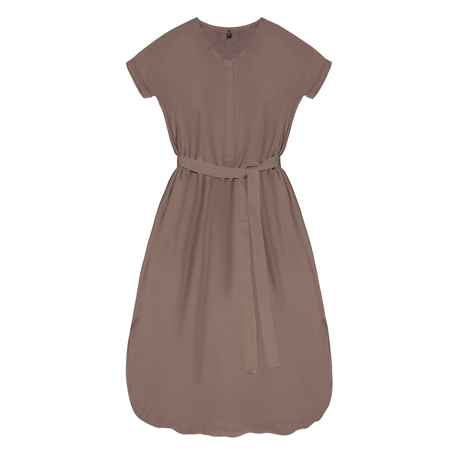 Взрослое платье с поясом какао