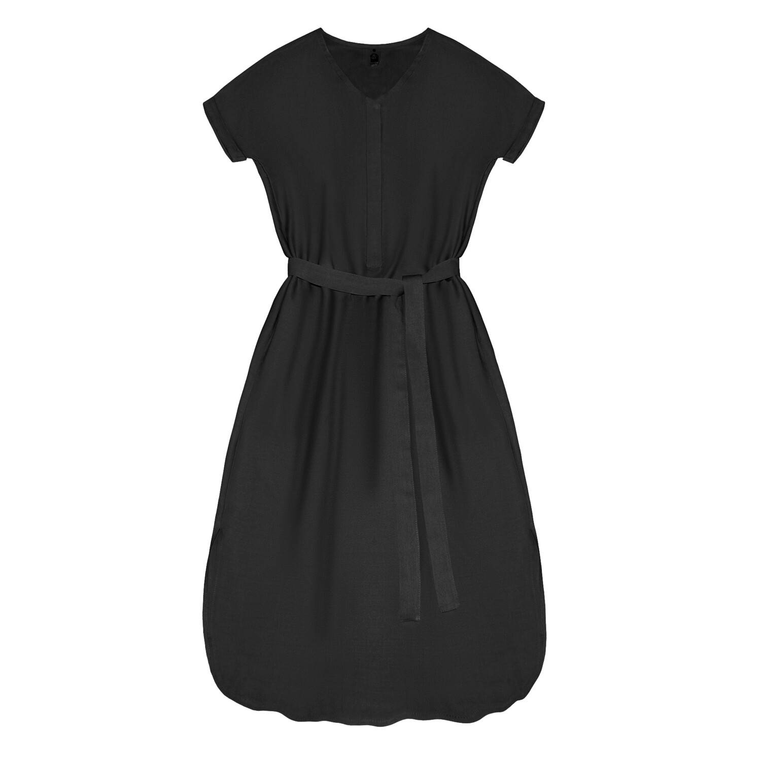 Взрослое платье с поясом черное