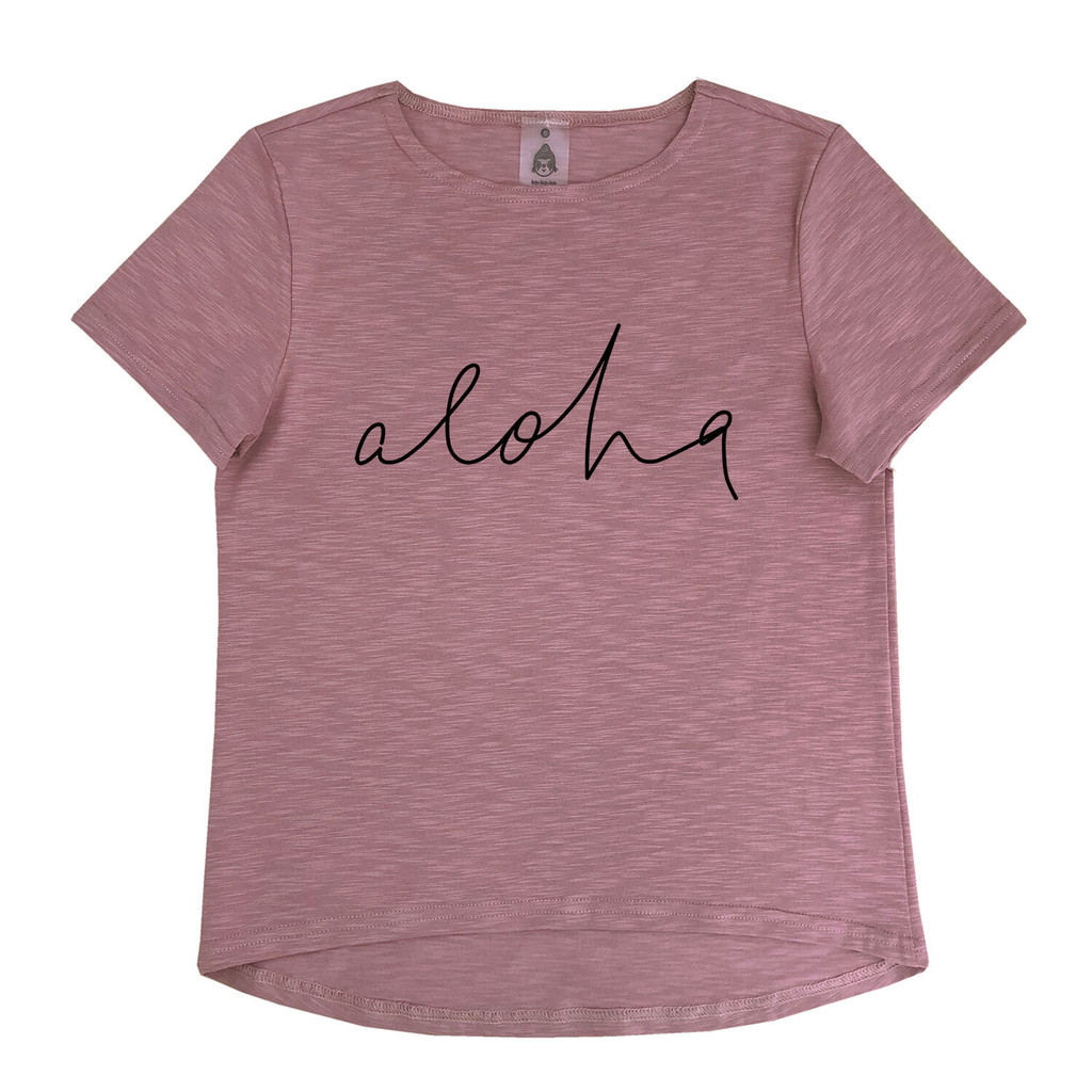 Футболка "Aloha" приглушенно-розовая ( детские)