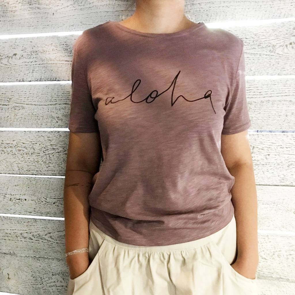 Футболка "Aloha" какао (взрослые и детские)