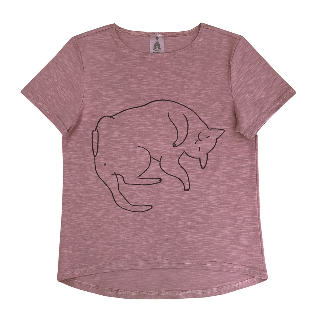 "Футболка c котиком" приглушенно-розовая (взрослые)