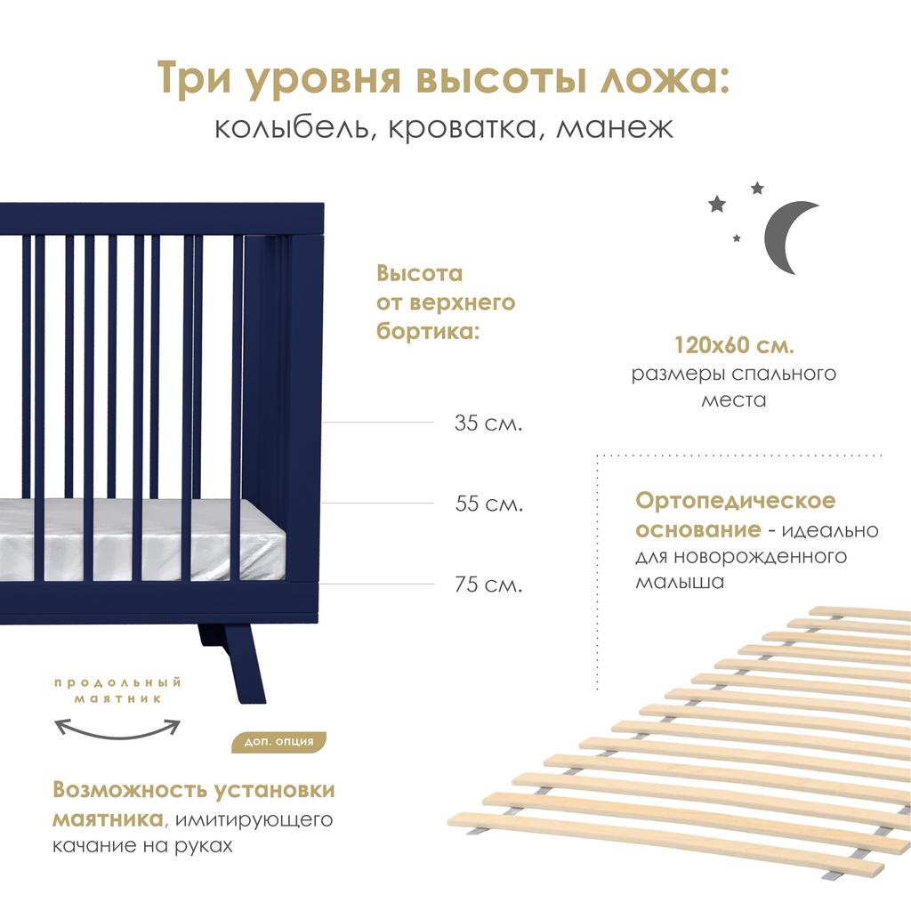 Кроватка для новорожденного Lilla Aria Night Blue