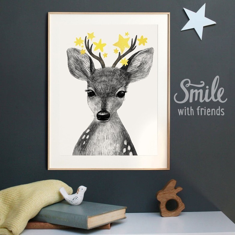 Постер "Малыш оленёнок со звездами"