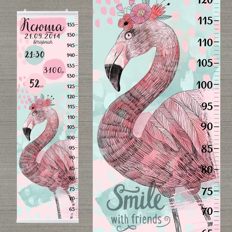 Ростомер-метрика с розовым фламинго