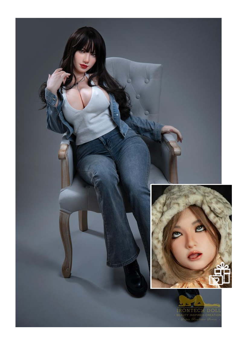 В наличии - Реалистичная силиконовая секс кукла  irontech doll 165 см - Rita + 2ая голова