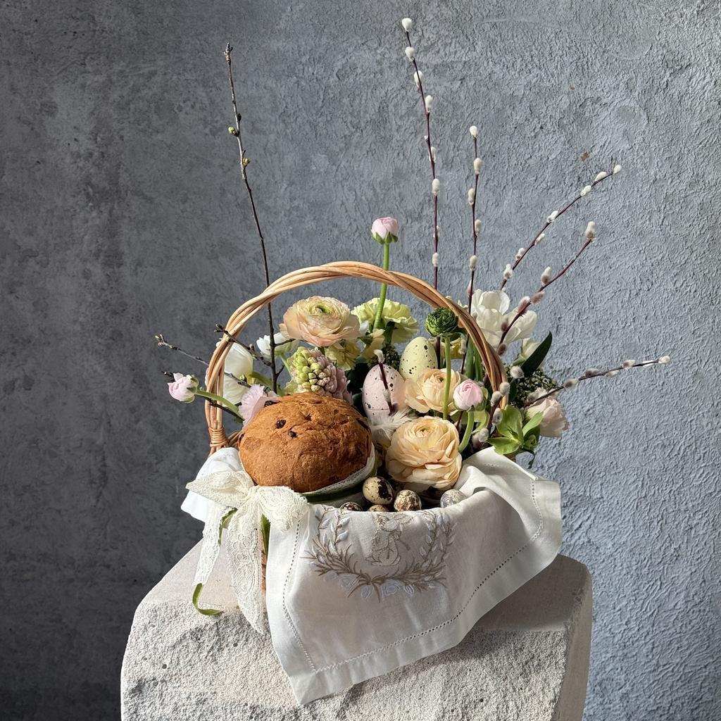 Пасхальная композиция в корзине
