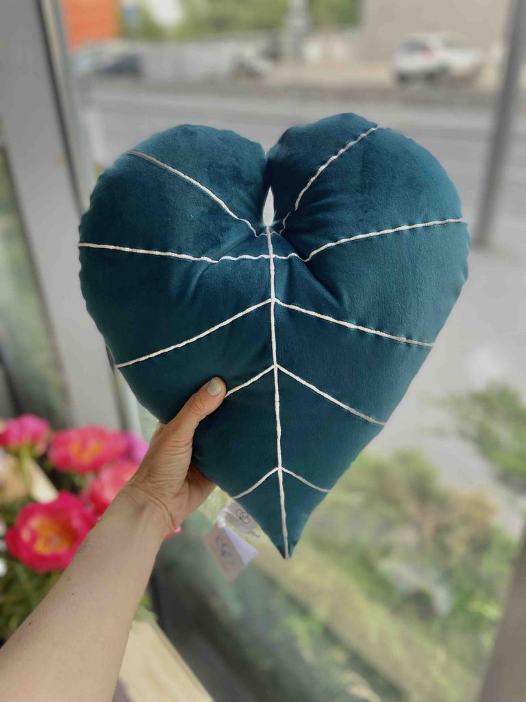 Подушка декоративная Филодендрон сине-зеленая