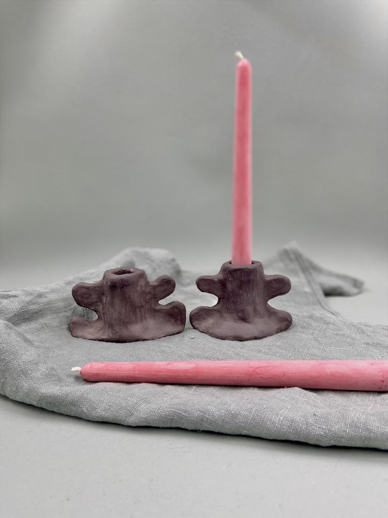 Абстрактные подсвечники  из черной глины