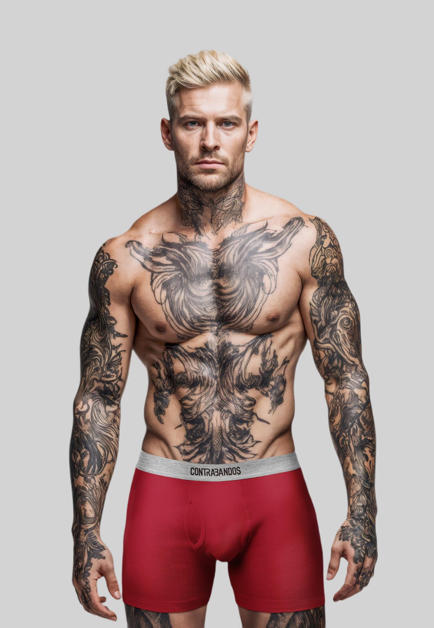 Мужские боксеры-риб удлиненные CONTRABANDOS BOXERS LONG RED