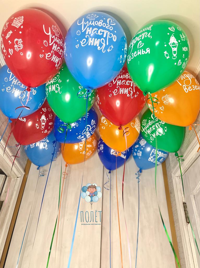 Шары под потолок "С Днем Рождения" 15 штук