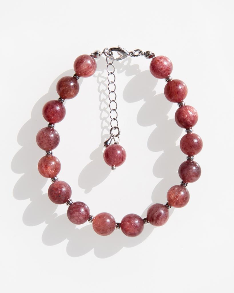 Браслет из клубничного кварца «ТУМАННОСТЬ ОРИОНА»