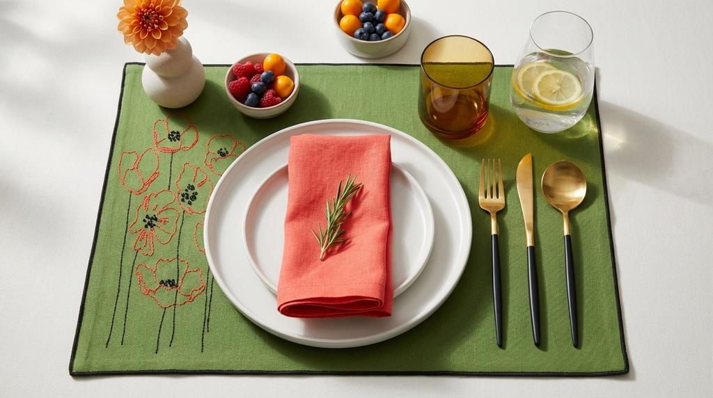 Плейсмат Маки зеленый (комплект)