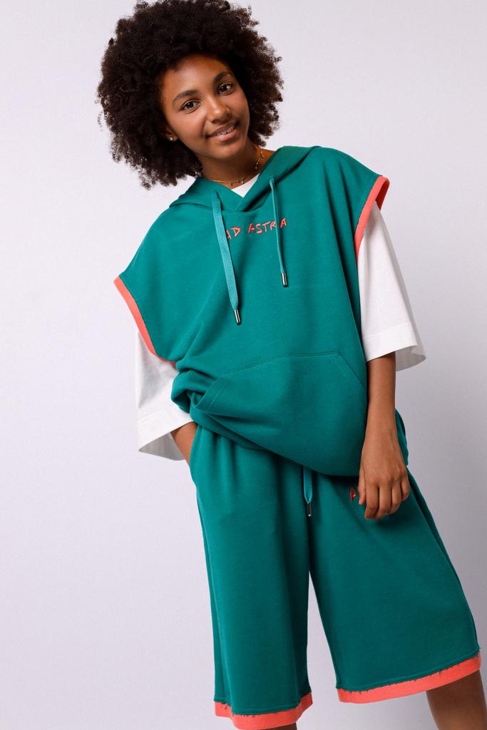 Очень длинные шорты "Космический джэм", изумрудные