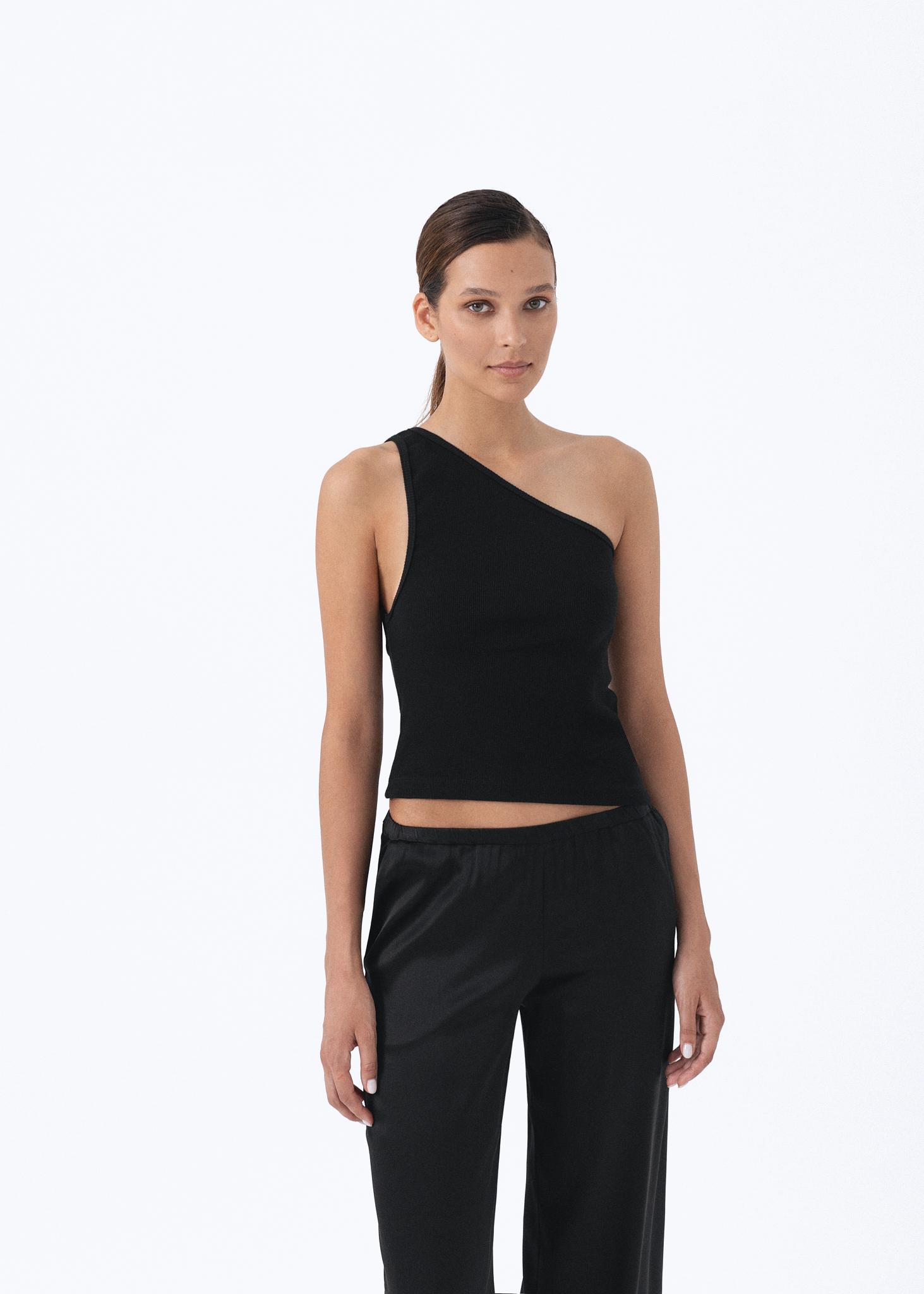 SENEE one shoulder tops ブラック Oksana One Shoulder Top - Black | Fashion Nova