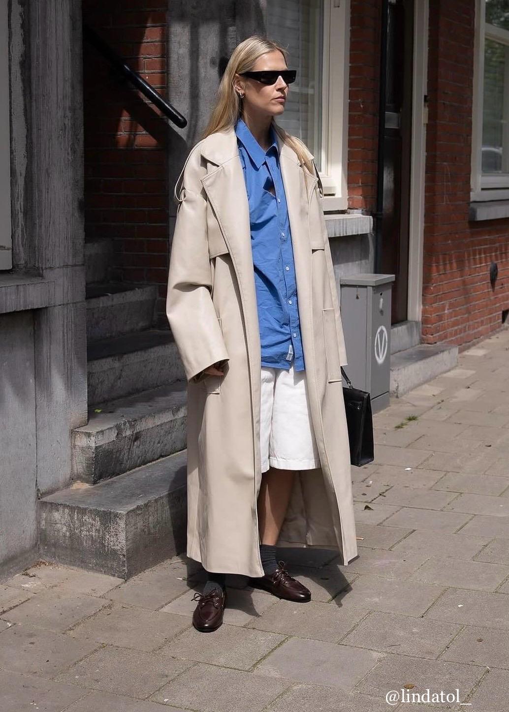 All > Faux leather maxi trench coat Buy from e-shop