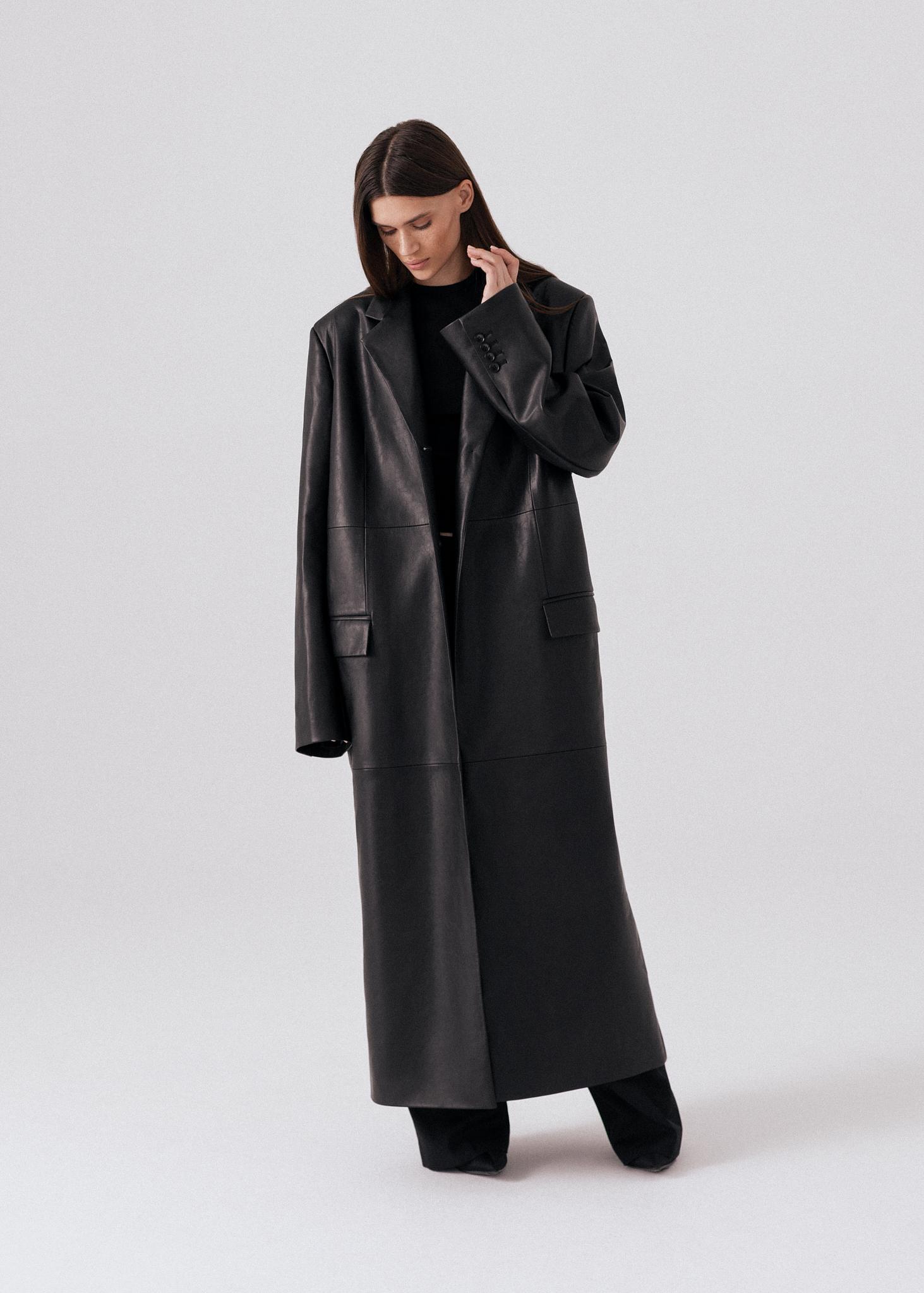 All > Faux leather oversized maxi coat Buy from e-shop