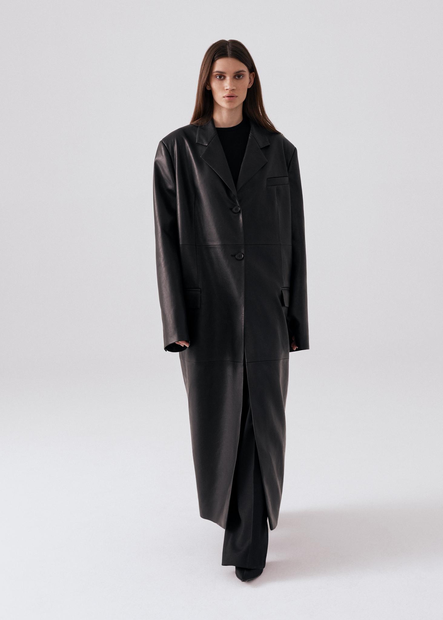 BGSD Monogram Collection Women Lambskin Leather Maxi Coat