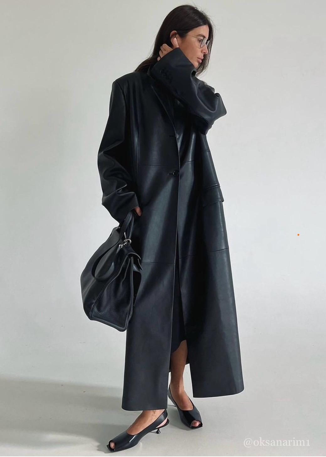 All > Faux leather oversized maxi coat Buy from e-shop