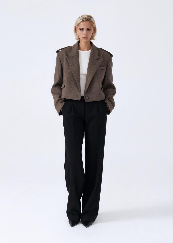 100% wool cropped coat