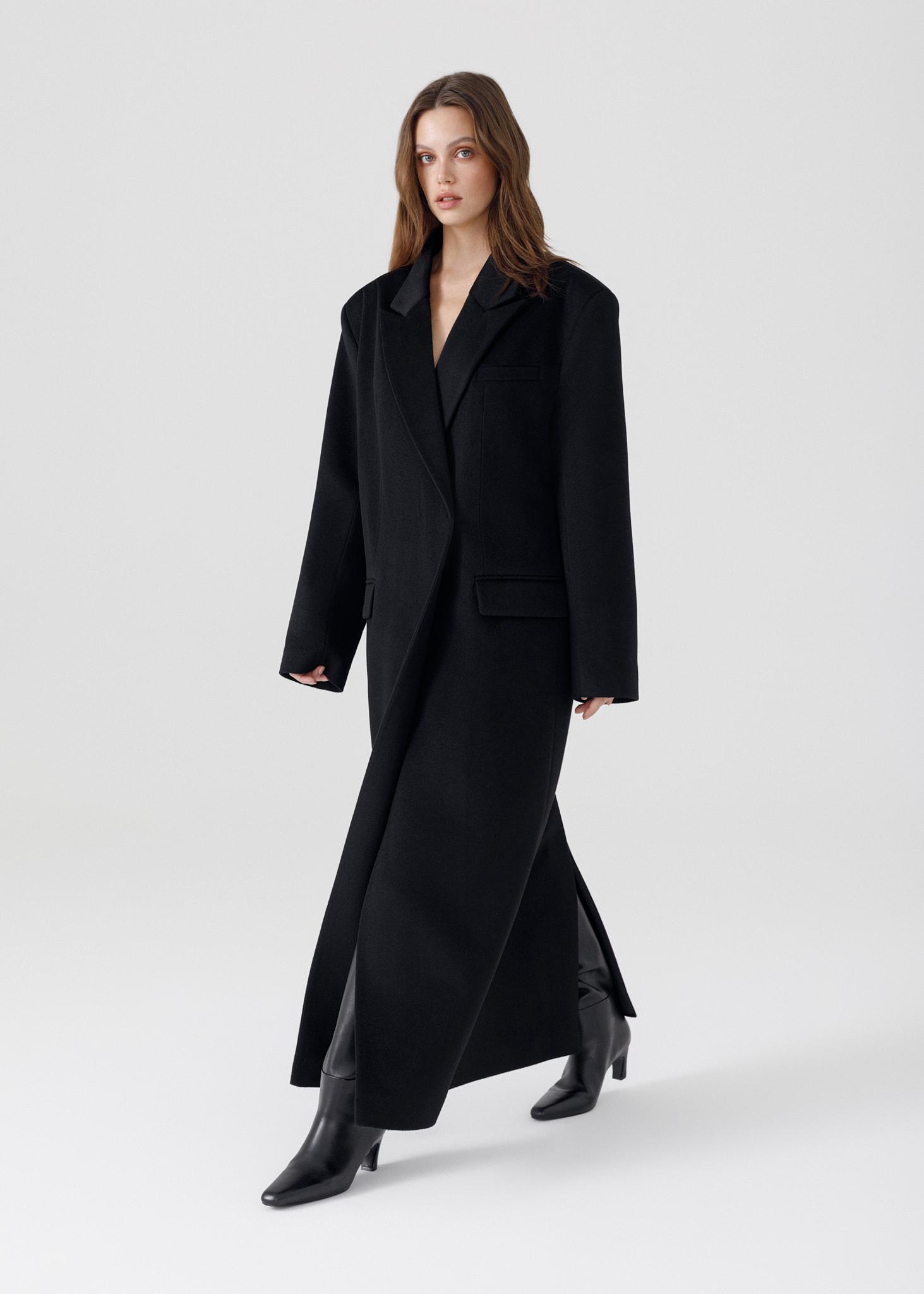 ジャケット・アウター Oversized maxi-length doublebreastedcoat oversized double-breasted wool-blend coat - Black | Weekday WW