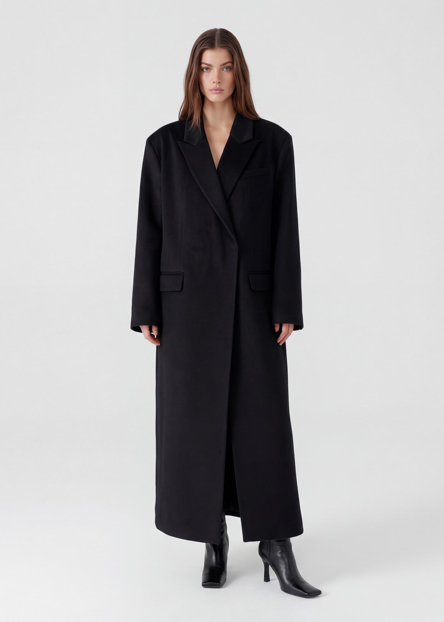 【着丈130】Wool Maxi Chester Coat / Black 着丈130】Wool Maxi Chester Coat / Black 着丈130】Wool Maxi Chester