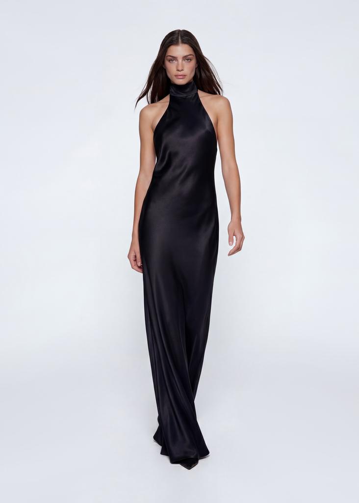 Halterneck open back maxi dress