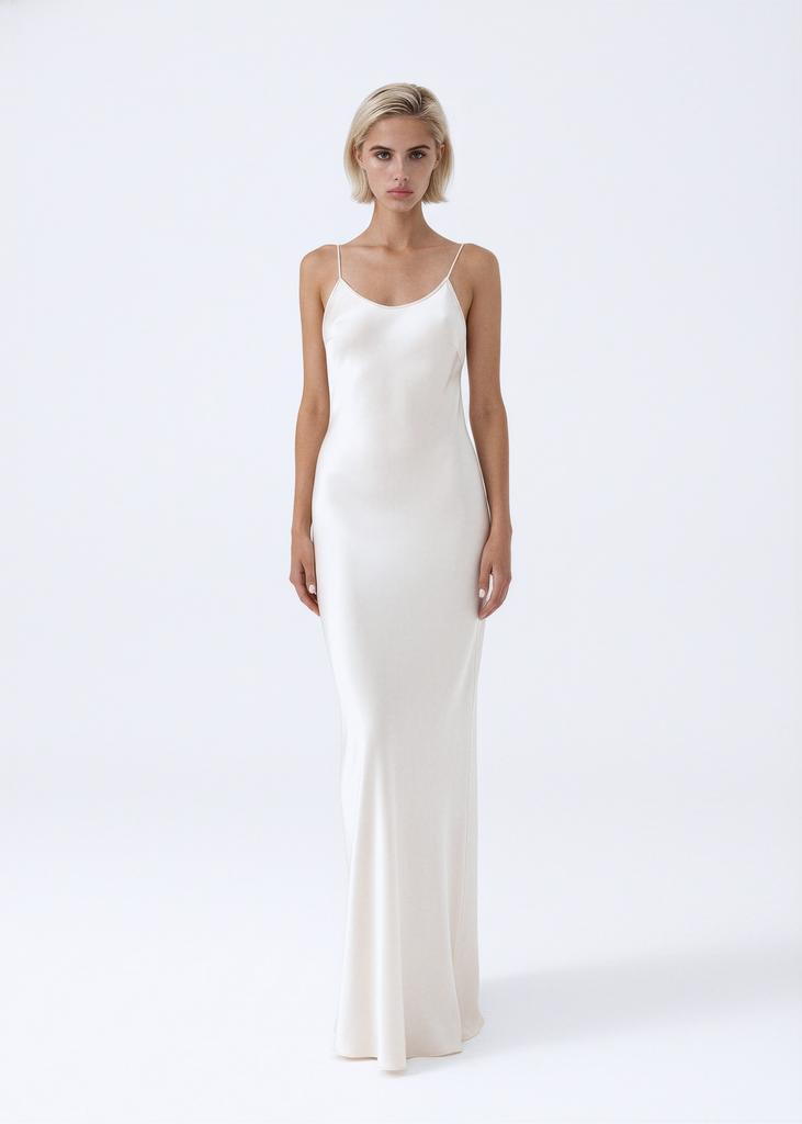 Viscose silk open back maxi dress - PREORDER