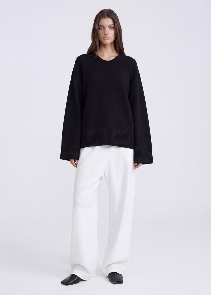 100% premium cashmere oversized  jumper with sculpted neckline