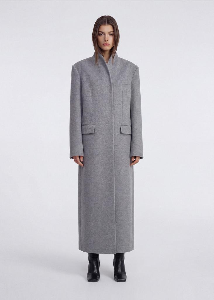 100% wool stand-collar maxi coat