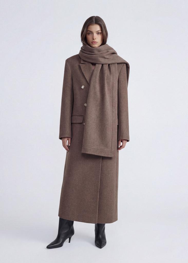 100% wool scarf maxi coat - PREORDER