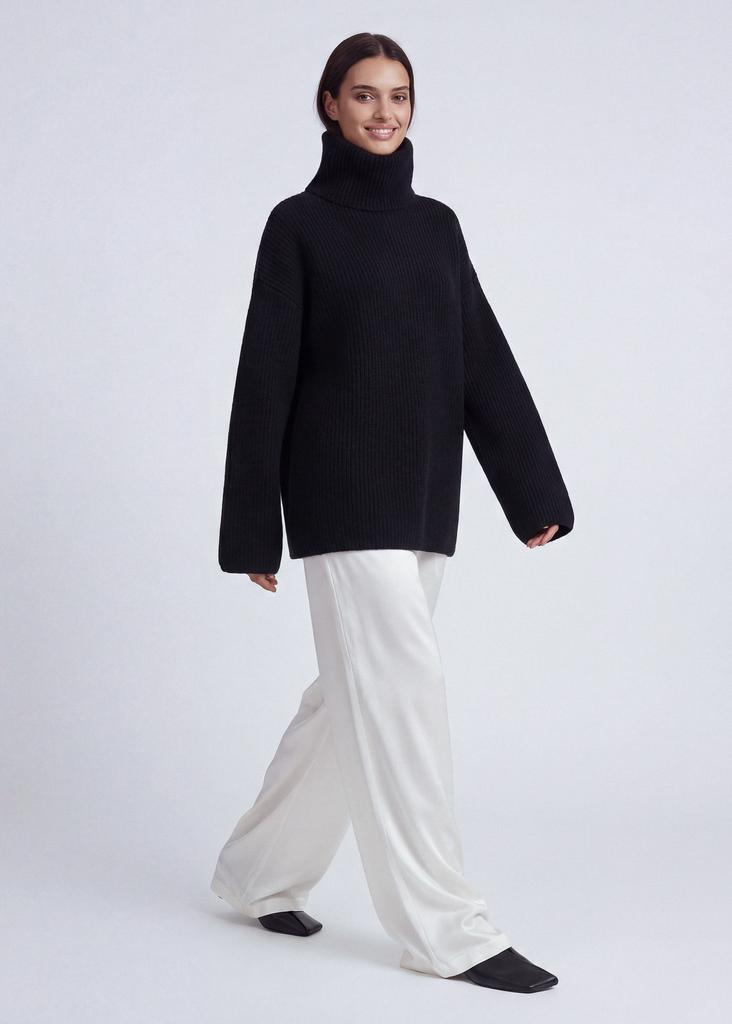 100% premium cashmere double-neck turtleneck sweater