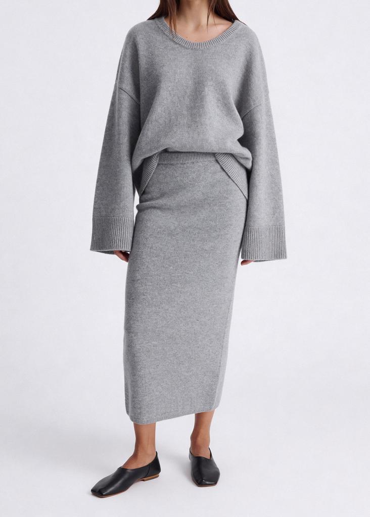 100% premium cashmere midi skirt
