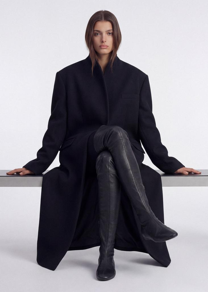 100% wool stand-collar maxi coat