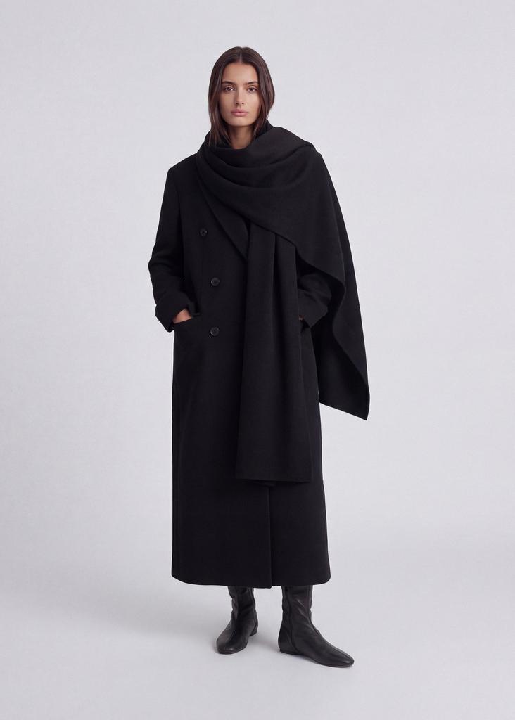 100% wool scarf maxi coat