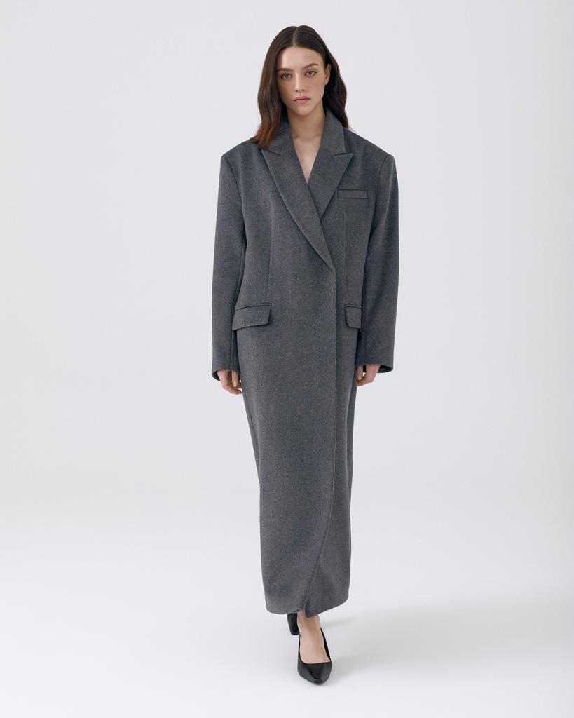Пальто макси из 100% шерсти