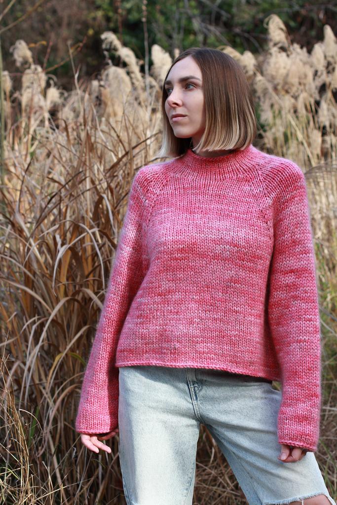 МК Cactus_sweater -  реглан сверху из толстой пряжи