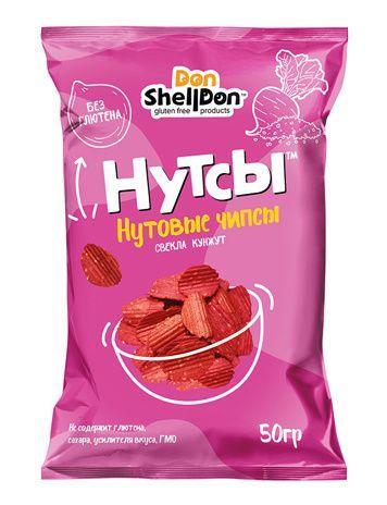 Безглютеновые чипсы «НУТСЫ» со вкусом свеклы и кунжута Don Shelldon