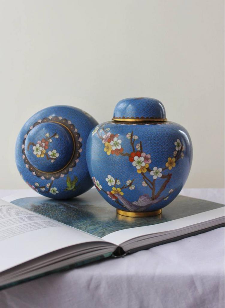 Пара имбирных банок в технике ''клуазоне"