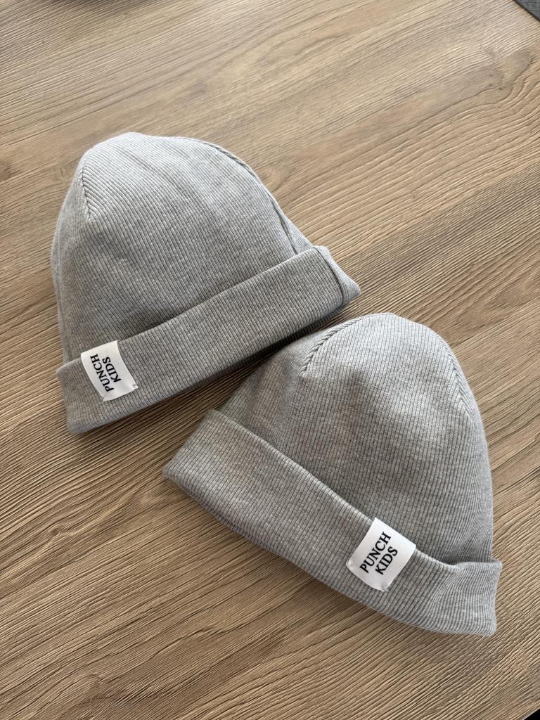 Шапка - бини серый меланж